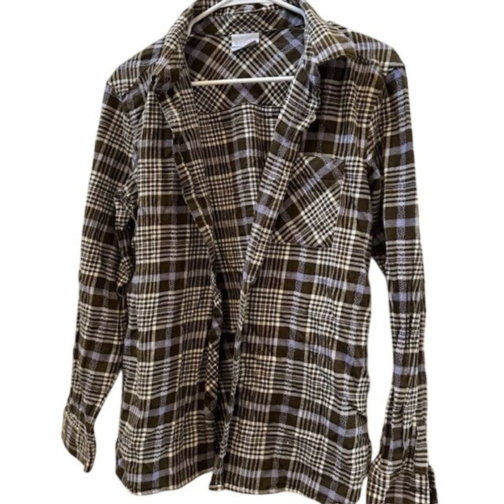 Columbia Sportswear Company Mens Plaid Long Sleeve Flannel Shirt XL Brown/White